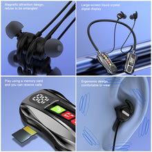 Load image into Gallery viewer, Neckband Bluetooth Earphones with TF Card Slot and LCD Display Screen Racing Shape Design Long Battery Life Sports Earphones-M101S
