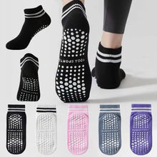 Load image into Gallery viewer, 1Pair Professional Yoga Socks with Non-Slip Silicone Dots Moisture-Wicking Dance Pilates Cotton Socks Home Floor Socks
