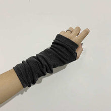 Load image into Gallery viewer, Y2K Gothic Lolita Gloves Arm Cover Harajuku Arm Warmers Black Grey Striped Fingerless Punk Long Wristband Metallic Unisex Gloves
