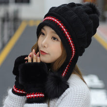 Load image into Gallery viewer, Soft Winter Warm Fur Hat Fleece Lined Earflap Hat For Women Knitted Beanie Casual Slouchy Thick Thermal Cap For Cold Weather
