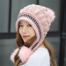 Load image into Gallery viewer, Soft Winter Warm Fur Hat Fleece Lined Earflap Hat For Women Knitted Beanie Casual Slouchy Thick Thermal Cap For Cold Weather
