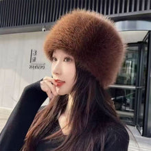 Load image into Gallery viewer, New Fluffy Fur Women's Winter Hat Winter Snow Ski Cap Female Faux Fur Thick Warm Windproof Hat Russian Hat Mink Fisherman's Hat
