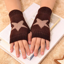 Load image into Gallery viewer, Autumn Winter Knitted Woolen Gloves Ins Fashion Y2K Men Women Half Finger Warm Five Pointed Star Fingerless Gloves Unisex
