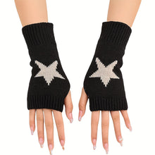 Load image into Gallery viewer, Autumn Winter Knitted Woolen Gloves Ins Fashion Y2K Men Women Half Finger Warm Five Pointed Star Fingerless Gloves Unisex
