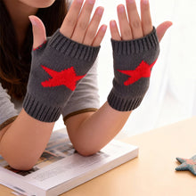 Load image into Gallery viewer, Autumn Winter Knitted Woolen Gloves Ins Fashion Y2K Men Women Half Finger Warm Five Pointed Star Fingerless Gloves Unisex

