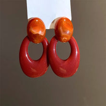 Load image into Gallery viewer, Retro Light Luxury Red Earrings Geometric Leaf Earrings Exaggerated Elegant Ear Stud Female Accessories Gift For Women
