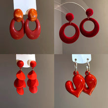 Load image into Gallery viewer, Retro Light Luxury Red Earrings Geometric Leaf Earrings Exaggerated Elegant Ear Stud Female Accessories Gift For Women
