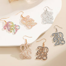Load image into Gallery viewer, 2026 New Year Number 2026 Earrings Colorful Geometric Hollowed Earrings Female Ear Accessories New Year Jewelry Gift Women Men
