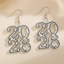 Load image into Gallery viewer, 2026 New Year Number 2026 Earrings Colorful Geometric Hollowed Earrings Female Ear Accessories New Year Jewelry Gift Women Men

