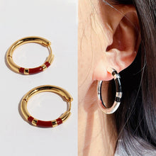 Load image into Gallery viewer, High-End Light Luxury Striped Earrings Retro Black Red Circle Earrings Women Accessories New Year Gift
