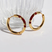 Load image into Gallery viewer, High-End Light Luxury Striped Earrings Retro Black Red Circle Earrings Women Accessories New Year Gift

