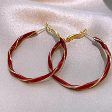 Load image into Gallery viewer, Retro Light Luxury Circle Earrings Red Geometric Shape Earrings Fashion Female Ear Accessories Gift Women
