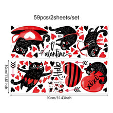 Load image into Gallery viewer, Black Cat Heart Shaped Wall Stickers Home Wall Decoration Restaurant Window Stickers Valentine's Day Atmosphere Decoration
