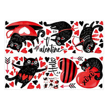 Load image into Gallery viewer, Black Cat Heart Shaped Wall Stickers Home Wall Decoration Restaurant Window Stickers Valentine's Day Atmosphere Decoration
