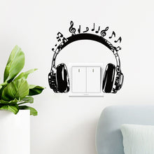 Load image into Gallery viewer, Black Earphone PVC Wall Stickers Switch Stickers Decoration Home Bedroom Decoration
