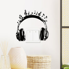 Load image into Gallery viewer, Black Earphone PVC Wall Stickers Switch Stickers Decoration Home Bedroom Decoration
