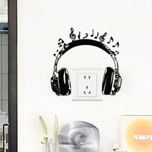 Load image into Gallery viewer, Black Earphone PVC Wall Stickers Switch Stickers Decoration Home Bedroom Decoration
