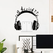 Load image into Gallery viewer, Black Earphone PVC Wall Stickers Switch Stickers Decoration Home Bedroom Decoration
