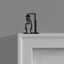 Load image into Gallery viewer, Black Metal Little Line Figure Wall Stickers Bathing Little Man Wall Door Decoration Bathroom Decoration
