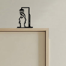 Load image into Gallery viewer, Black Metal Little Line Figure Wall Stickers Bathing Little Man Wall Door Decoration Bathroom Decoration
