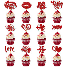 Load image into Gallery viewer, 12Pcs Valentine's Day Red Cake Topper Inserts Dessert Baking Supplies Bakeware Heart Shaped Cake Toppers Festival Party Atmosphere Decoration

