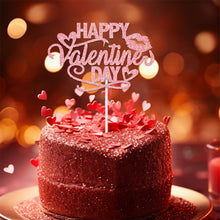 Load image into Gallery viewer, Valentine's Day Red Cake Topper Inserts Golden Glitter Dessert Baking Supplies Bakeware Festival Party Atmosphere Decoration
