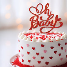 Load image into Gallery viewer, Valentine's Day Red Cake Topper Inserts Golden Glitter Dessert Baking Supplies Bakeware Festival Party Atmosphere Decoration
