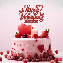 Load image into Gallery viewer, Valentine's Day Red Cake Topper Inserts Golden Glitter Dessert Baking Supplies Bakeware Festival Party Atmosphere Decoration
