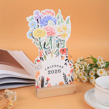Load image into Gallery viewer, 2026 New Year Fashion Flower Calendar Wooden Platform Calendar Notepad Memo Creative Calendar Festival Gift
