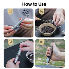 Load image into Gallery viewer, Stainless Steel Pepper Grinder Manual Pepper Mill Push Down Spice Grinder Clear View Camping Picnic BBQ Outdoor Kitchen Essential Tabletop Dining Accessory
