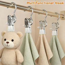 Load image into Gallery viewer, 10Pcs Stainless Steel Multifunctional Clothes Clips with Hooks Portable Hanging Clothespins Pants Storage &amp; Drying Clips for Home Wardrobe Laundry Organizer
