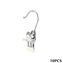Load image into Gallery viewer, 10Pcs Stainless Steel Multifunctional Clothes Clips with Hooks Portable Hanging Clothespins Pants Storage &amp; Drying Clips for Home Wardrobe Laundry Organizer
