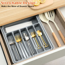 Load image into Gallery viewer, Upgraded Adjustable Cutlery Organizer Expandable Plastic Storage Tray With Divided Slots Silverware Holder For Forks Knives Kitchen Utensil Drawer Organizer
