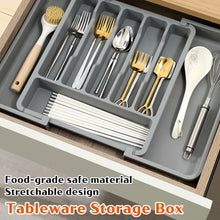 Load image into Gallery viewer, Upgraded Adjustable Cutlery Organizer Expandable Plastic Storage Tray With Divided Slots Silverware Holder For Forks Knives Kitchen Utensil Drawer Organizer
