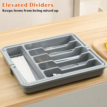 Load image into Gallery viewer, Upgraded Adjustable Cutlery Organizer Expandable Plastic Storage Tray With Divided Slots Silverware Holder For Forks Knives Kitchen Utensil Drawer Organizer
