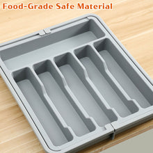 Load image into Gallery viewer, Upgraded Adjustable Cutlery Organizer Expandable Plastic Storage Tray With Divided Slots Silverware Holder For Forks Knives Kitchen Utensil Drawer Organizer
