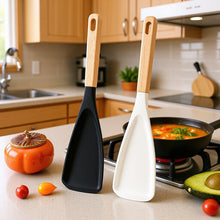 Load image into Gallery viewer, Multi Function Silicone Cooking Spatula Spoon Wooden Handle Non BPA Kitchen Tool For Frying Mixing Serving Nonstick Cookware
