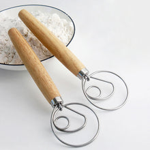 Load image into Gallery viewer, Danish Dough Whisk Stainless Steel Bread Dough Mixer With Wooden Handle For Sourdough Pizza Cake Pastry Baking Kitchen Tools

