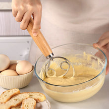 Load image into Gallery viewer, Danish Dough Whisk Stainless Steel Bread Dough Mixer With Wooden Handle For Sourdough Pizza Cake Pastry Baking Kitchen Tools
