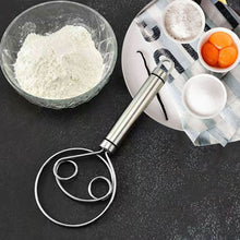 Load image into Gallery viewer, Danish Dough Whisk Stainless Steel Bread Dough Mixer With Wooden Handle For Sourdough Pizza Cake Pastry Baking Kitchen Tools
