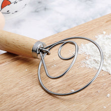 Load image into Gallery viewer, Danish Dough Whisk Stainless Steel Bread Dough Mixer With Wooden Handle For Sourdough Pizza Cake Pastry Baking Kitchen Tools
