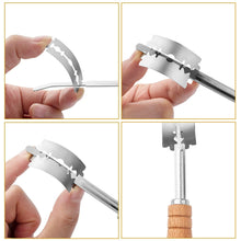Load image into Gallery viewer, Dough Bread Pastry Cutter Wooden Handle Curved Baguette Toast Slicer 5 Blades Stainless Steel Baking Accessory For Bakers
