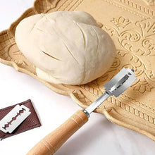 Load image into Gallery viewer, Dough Bread Pastry Cutter Wooden Handle Curved Baguette Toast Slicer 5 Blades Stainless Steel Baking Accessory For Bakers
