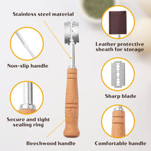 Load image into Gallery viewer, Dough Bread Pastry Cutter Wooden Handle Curved Baguette Toast Slicer 5 Blades Stainless Steel Baking Accessory For Bakers
