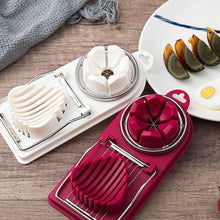 Load image into Gallery viewer, 2-in-1 Multifunctional Egg Cutter Stainless Steel Slicer Fancy Splitter Kitchen Divider Egg Cutting Tool Kitchen Gadgets
