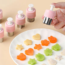 Load image into Gallery viewer, 5pcs Stainless Steel Vegetable Fruit Shapes Cutter Set Pressed Printing Die Butterfly Noodle Flower Cookie Stamp For Kids Lunch Bento Box Baking Accessories
