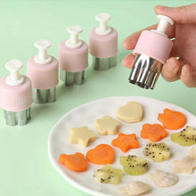 Load image into Gallery viewer, 5pcs Stainless Steel Vegetable Fruit Shapes Cutter Set Pressed Printing Die Butterfly Noodle Flower Cookie Stamp For Kids Lunch Bento Box Baking Accessories
