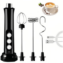 Load image into Gallery viewer, 3 In 1 Portable Wireless USB Rechargeable Electric Milk Frother 3 Speeds Handheld Foam Maker Coffee Frothing Wand Drink Mixer For Latte Cappuccino
