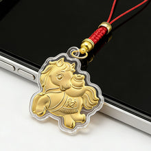 Load image into Gallery viewer, 1PC 2026 Zodiac Horse Imitation Gold Foil Lucky Charm Keychain Phone Chain Key Ring Souvenir New Year Wealth Gift
