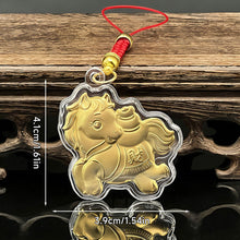 Load image into Gallery viewer, 1PC 2026 Zodiac Horse Imitation Gold Foil Lucky Charm Keychain Phone Chain Key Ring Souvenir New Year Wealth Gift
